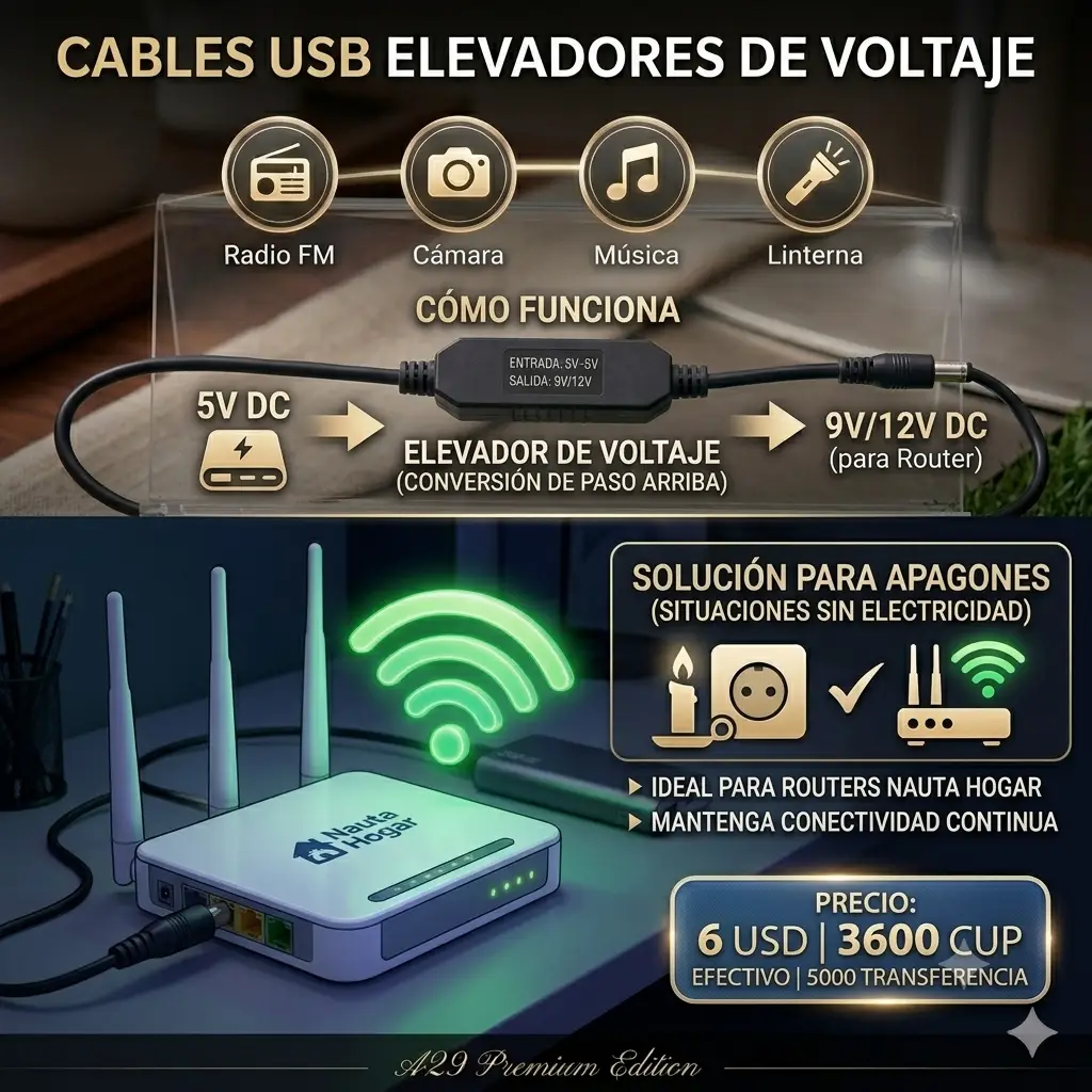 Adaptador de Corriente 12V para Módem/Router Nauta Hogar– Conexión a Batería Portatil (PowerBank)'s photo #1